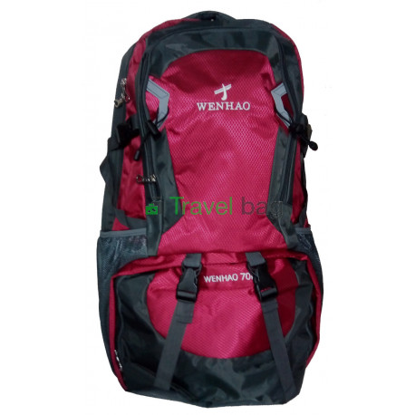 Рюкзак туристический Wenhao 70 л серо-бордовый