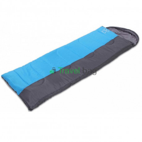 Спальный мешок одеяло с капюшоном серо-голубой 1350г/м2, 190+30х75см, t от -10 до +10
