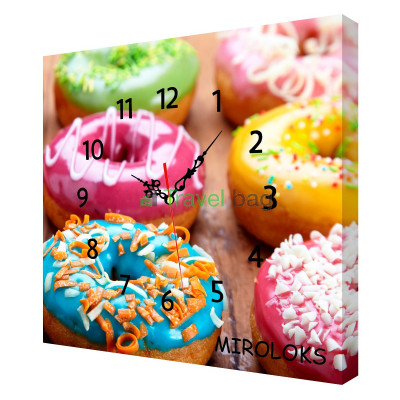 Настенные часы MIROLOKS Пончики на холсте 35х35 см M00001