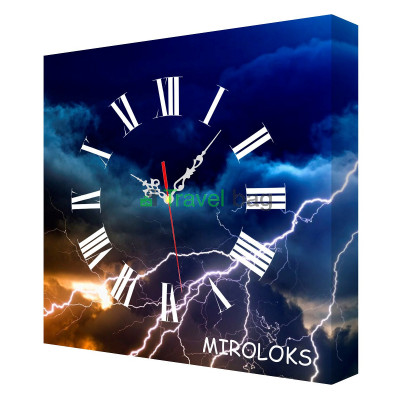 Настенные часы MIROLOKS Молния на холсте 35х35 см M00002