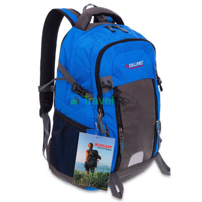 Рюкзак туристичний ZELART 30л жорстка спина, поясний ремінь 50х33х16 сіро-синій