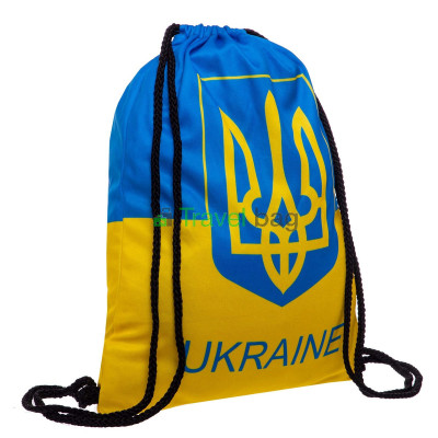Рюкзак-мешок для обуви на затяжках UKRAINE 37х46 желто-голубой