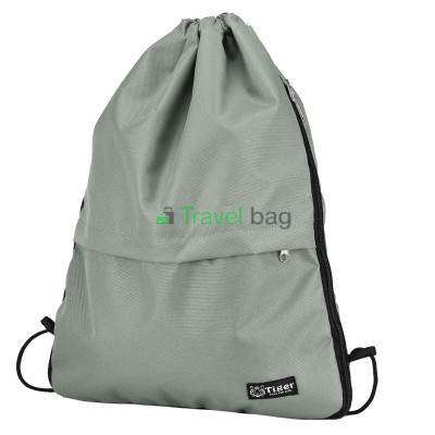 Рюкзак-мешок с карманом Tiger на затяжках серый