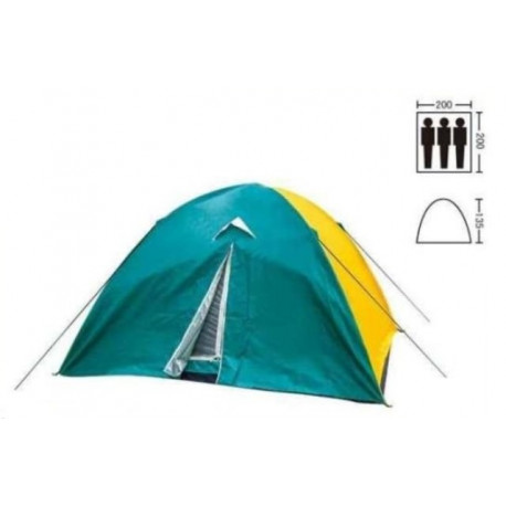 Палатка трехместная 2.00 х 2,00 м зеленая с тентом T1SY019