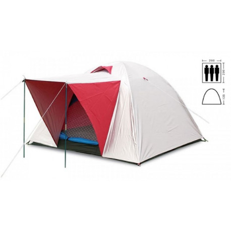 Палатка трехместная 2.00 х 2,00 м красная с тентом и тамбуром T2SY014