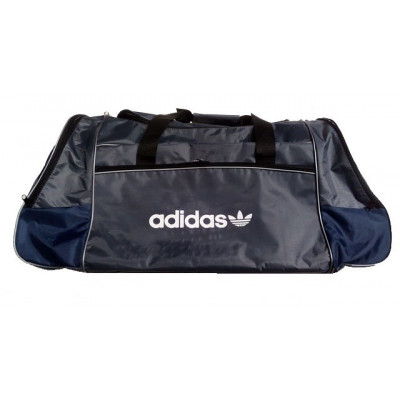 Сумка спортивная Adidas со скошенными карманами большая серо-синяя 63 см