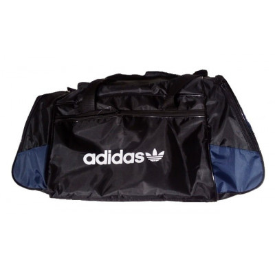 Сумка спортивная Adidas со скошенными карманами средняя черно-темно-синяя 56 см