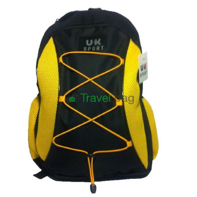 Рюкзак спортивный Uksport со шнурками черно-желтый 42х30 см